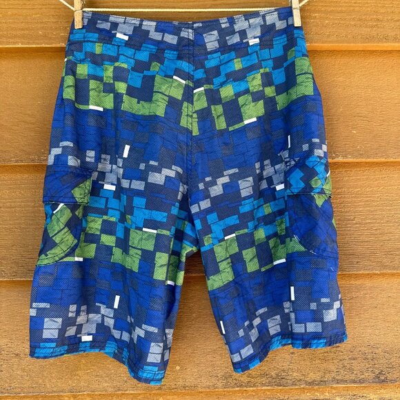 Sunshine Zone Blue Pixeled Men's Swim Trunks Shorts Size 27 - Picture 5 of 7